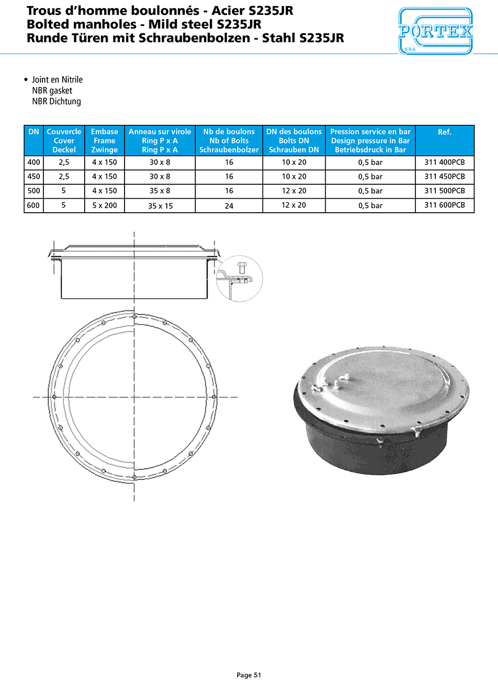 page 51 Bolted manholes   Mild steel S235JR