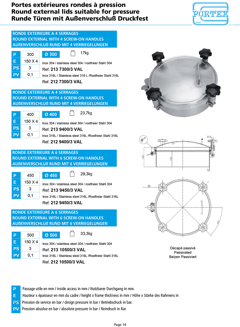 page 14 Portes exterieures rondes a pression