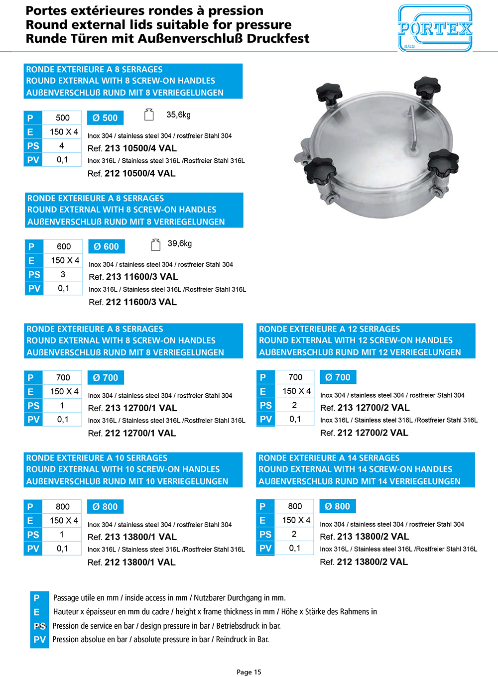 page 15 Portes exterieures rondes a pression