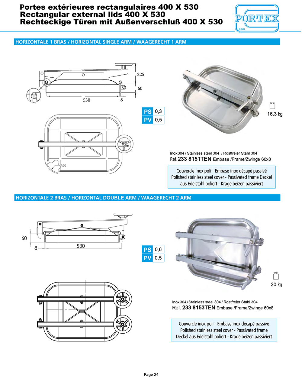 page 24 Portes exterieures rectangulaires 400 X 530