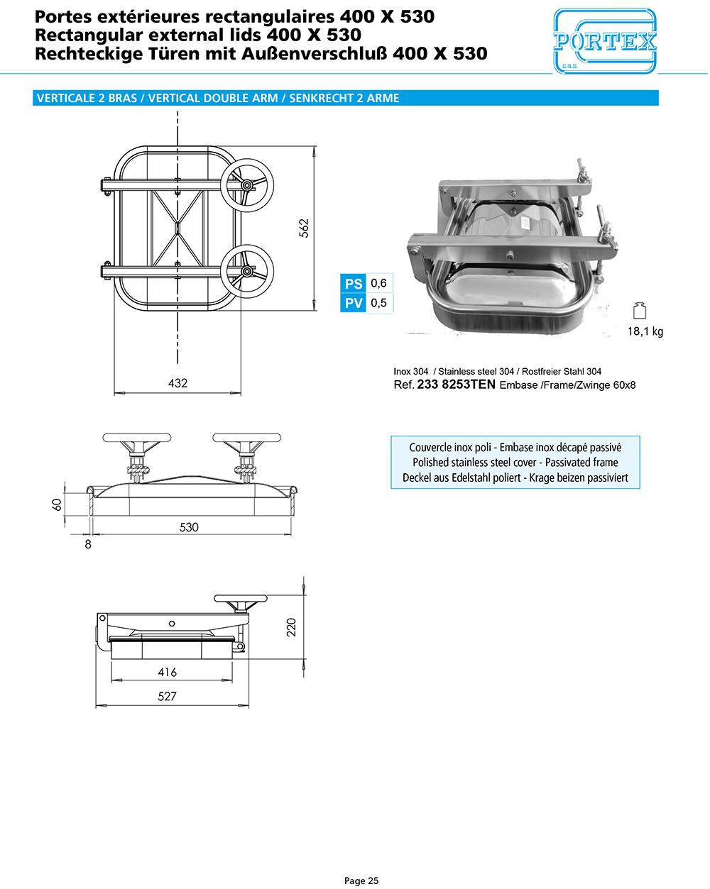 page 25 Portes exterieures rectangulaires 400 X 530