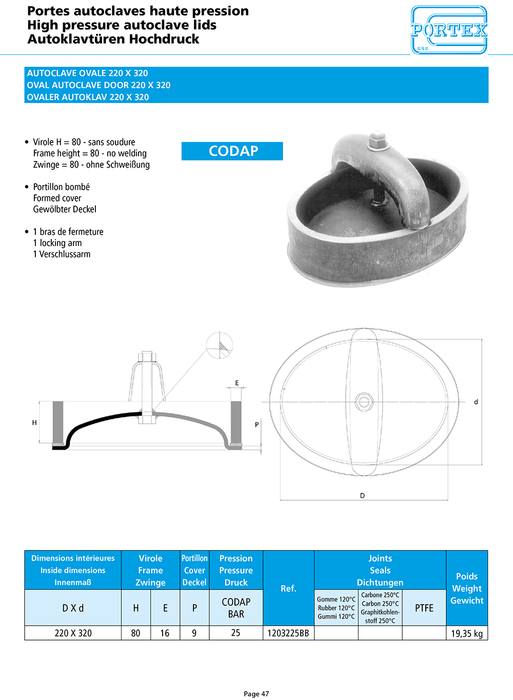 page 47 AUTOCLAVE OVALE 220 X 320