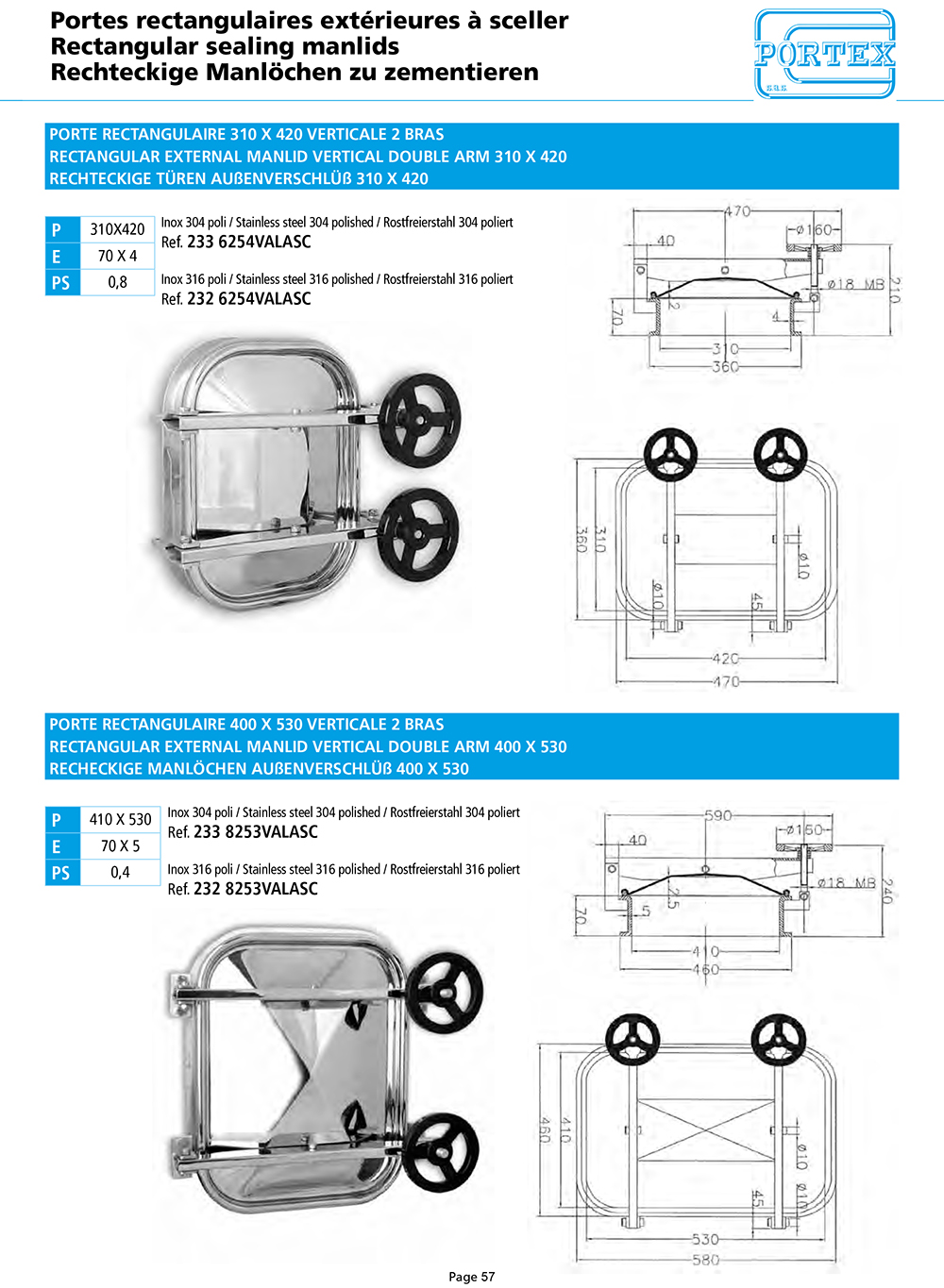 page 57 Portes rectangulaires exterieures a sceller