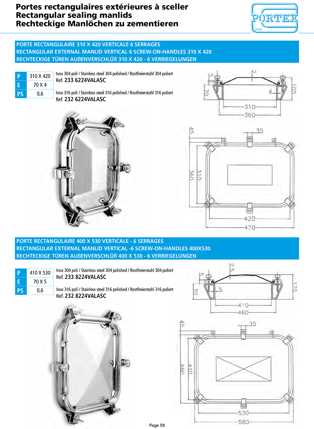 page 59 Portes rectangulaires autoclaves a sceller