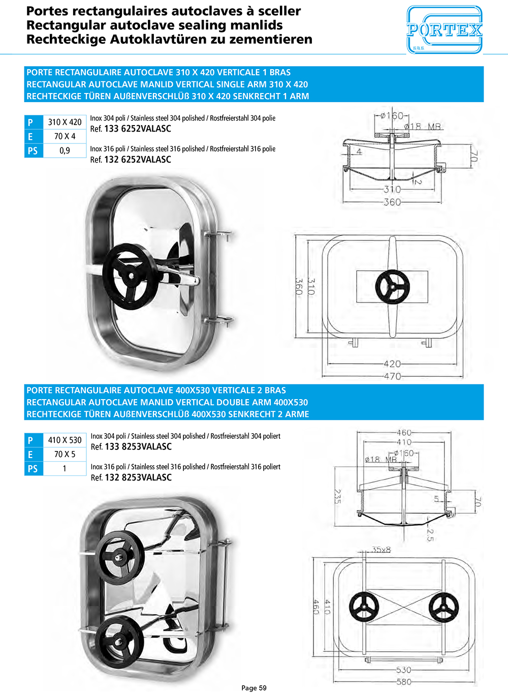 page 59 Portes rectangulaires autoclaves a sceller
