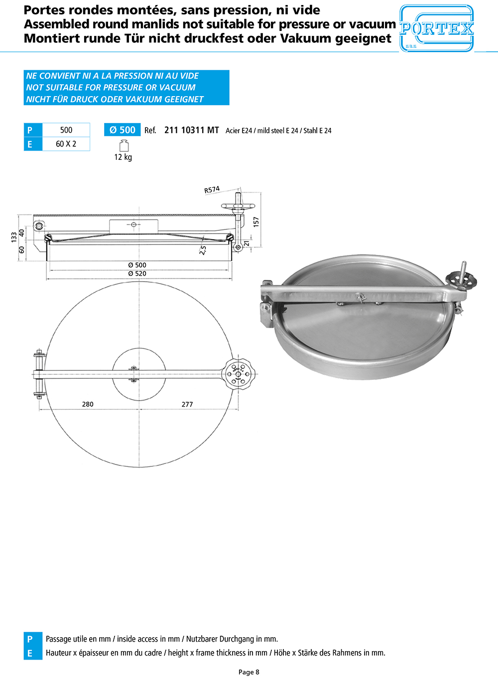page 8 Portes rondes montees sans pression ni vide