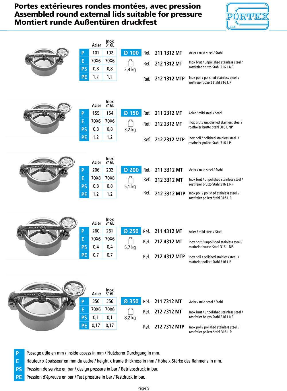 page 9 Portes exterieures rondes montees avec pression